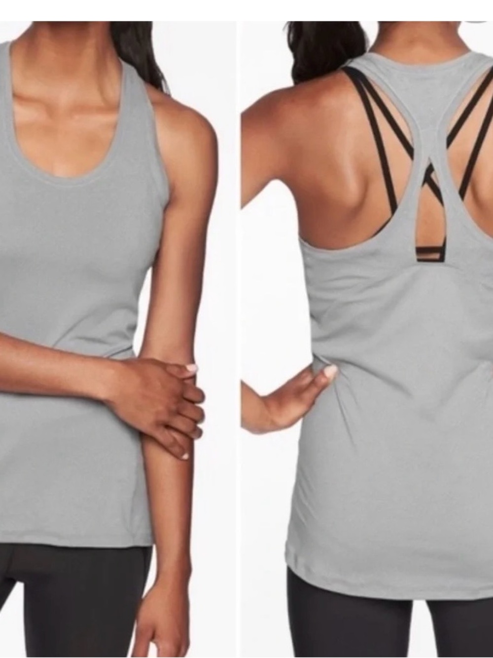 Athleta Light Gray Racerback Tank with Strappy Back medium